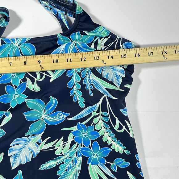 Lands' End‎ Swimsuit Womens 16 Long Blue Floral One Piece Tank Underwire Cups - Picture 14 of 16